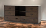 63" Walnut Six Drawer Double Dresser