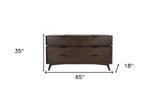 59" Walnut Solid Wood Six Drawer Double Dresser