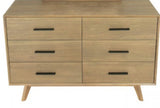 65" Dark Brown Solid Wood Six Drawer Double Dresser