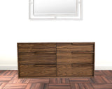 60" Walnut Manufactured Wood Six Drawer Double Dresser