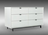 51" White Manufactured Wood Six Drawer Double Dresser