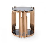 Stylish Round Rose Gold And Smoked Glass End Table