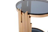 Stylish Round Rose Gold And Smoked Glass End Table