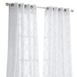 84” White Trellis Pattern Embroidered Window Curtain Panel