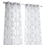 84” Silver Trellis Pattern Embroidered Window Curtain Panel