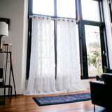 84” Charcoal Trellis Pattern Embroidered Window Curtain Panel