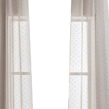 Set of Two 84" Tan Ribbon Embellished Window Curtain Panels