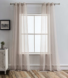 Set of Two 84" Tan Ribbon Embellished Window Curtain Panels