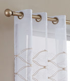 Set of Two 84" Gold Wave Embroidered Window Panels