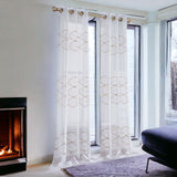 Set of Two 96" Gold and White SemiSheer Curtains