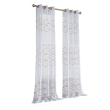 Set of Two 96" Gold and White SemiSheer Curtains