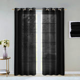 Set of Two 84" Black Solid Modern Window Panels