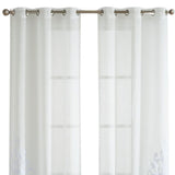 Set of Two 84" White Velvet Applique Window Panels