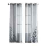 Set of Two 84" Silver Velvet Applique Window Panels