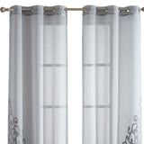 Set of Two 84" Silver Velvet Applique Window Panels