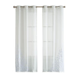 Set of Two 96" White Velvet Applique Window Panels