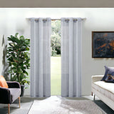 Set of Two 96" Silver Stripe Embroidered Window Panels