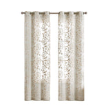 Set of Two 84" Tan Floral Embroidered Window Panels