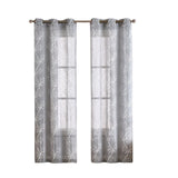 Set of Two 96" Silver Boho Embroidered Window Panels