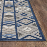 5' X 7' Blue And Gray Abstract Stain Resistant Indoor Outdoor Area Rug