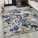 8' X 10' Blue And Gray Abstract Stain Resistant Indoor Outdoor Area Rug