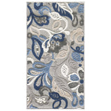 3’ x 5’ Blue Gray Jacobean Floral Indoor Outdoor Area Rug