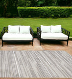 7' X 9' Gray Abstract Stain Resistant Indoor Outdoor Area Rug