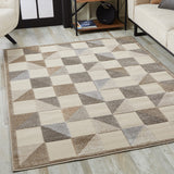 7' X 9' Gray Geometric Stain Resistant Indoor Outdoor Area Rug