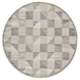 8' Round Gray Round Geometric Stain Resistant Indoor Outdoor Area Rug