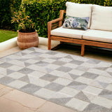 8' X 10' Gray Geometric Stain Resistant Indoor Outdoor Area Rug