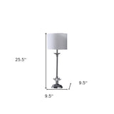 26" Silver Metal Table Lamp With White Globe Shade