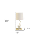 21" White Table Lamp With White Globe Shade