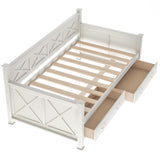 White Twin Two Drawers Bed