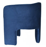 28" Contemporary Royal Blue Gray Velvet Three Legged Chair