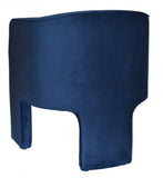 28" Contemporary Royal Blue Gray Velvet Three Legged Chair