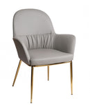 34" Mod Gray Faux Leather and Gold Accent Chair