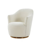 Stylish Sherpa And Gold Metal Swivel Chair