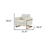 Stylish Sherpa And Gold Metal Swivel Chair