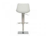 29" Light Gray And Silver Faux Leather And Stainless Steel Swivel Low Back Bar Height Bar Chair