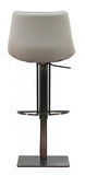 29" White And Silver Faux Leather And Stainless Steel Swivel Bar Height Bar Chair