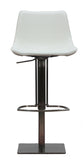 29" White And Silver Faux Leather And Stainless Steel Swivel Bar Height Bar Chair