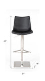 29" White And Silver Faux Leather And Stainless Steel Swivel Bar Height Bar Chair