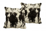 18" X 18" Black and White Rabbit Animal Print Natural Fur Zippered Pillow