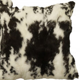 18" X 18" Black and White Rabbit Animal Print Natural Fur Zippered Pillow