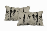 Set Of Two 12" X 20" Black And White Rabbit Zippered Natural Fur Animal Print Throw Pillows