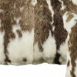 Set Of Two 12" X 20" Brown And White Rabbit Natural Fur Animal Print Throw Pillows