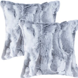 Set Of Two 18" Grey Rabbit Natural Fur Throw Pillows