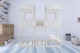 White Twin Contemporary Manufactured Wood + Solid Wood Bunk Bed