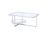 42" Chrome &amp; Glass Glass Coffee Table With Storage