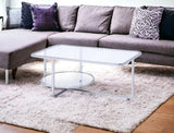 42" Chrome &amp; Glass Glass Coffee Table With Storage